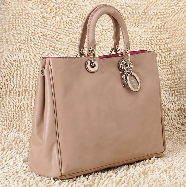 Christian Dior diorissimo nappa leather bag 0901 khaki with silver hardware